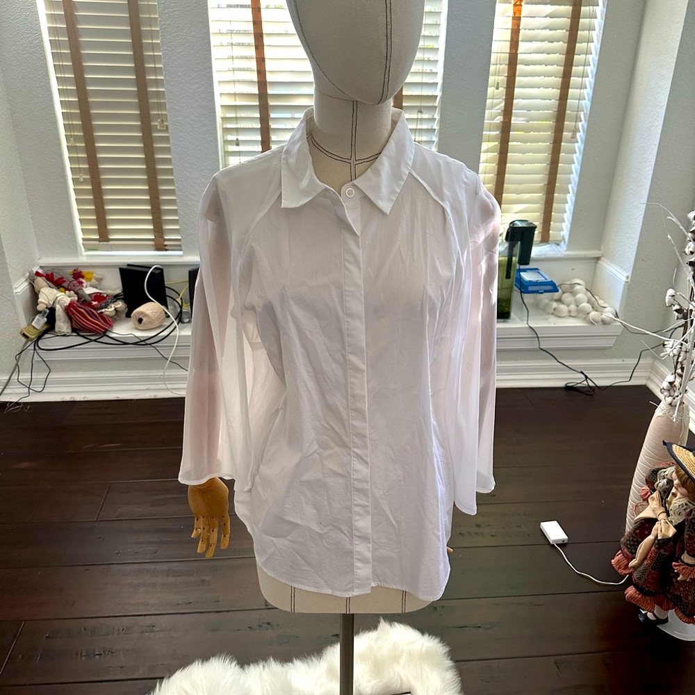 DKNY white blouse. Size L